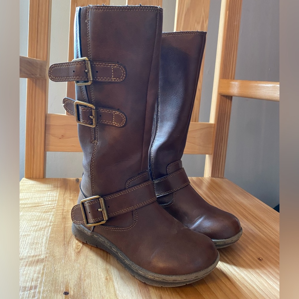 BOC Brown Faux Leather Buckle Boots